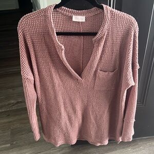 Pink Lily waffle long sleeve shirt